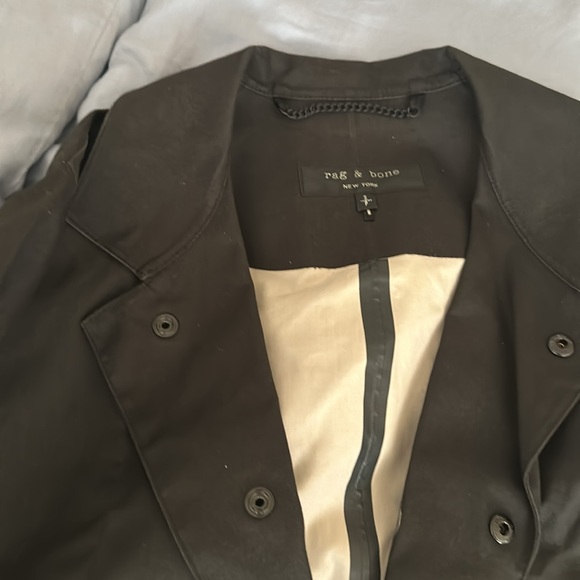 Rag & Bone Black Trench Rain Jacket Long small - Picture 2 of 4